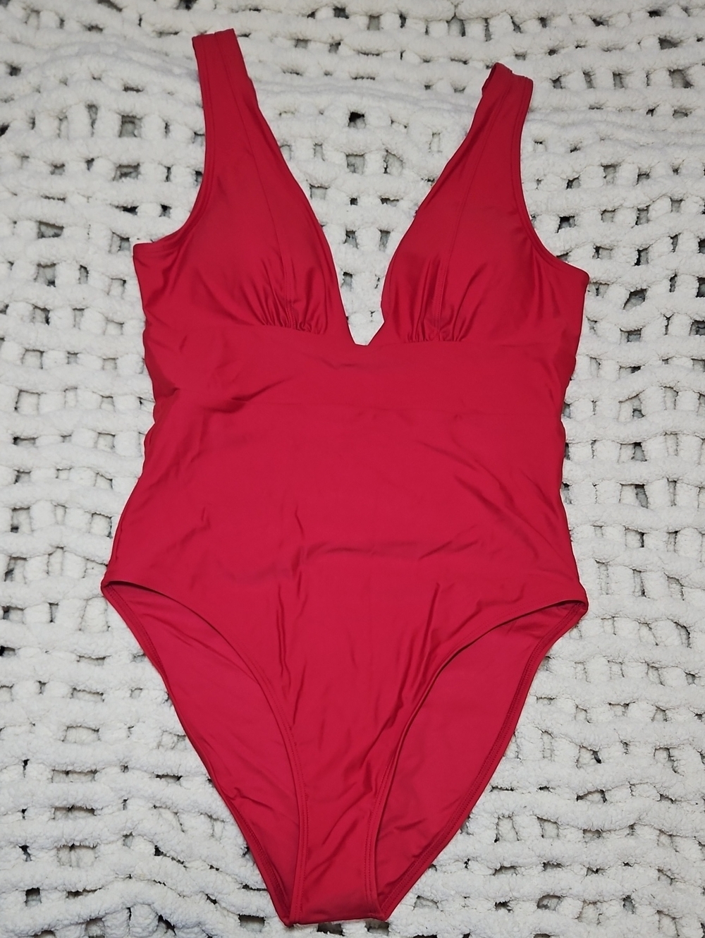 Quince Cherry Red One-Piece Swimsuit Large New Women's